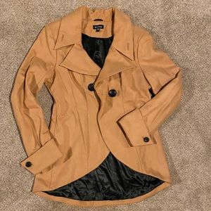 Cute TAN jacket WOOL pea coat - BEBE - LARGE